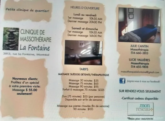 Clinique De Massothérapie La Fontaine, Montreal - 